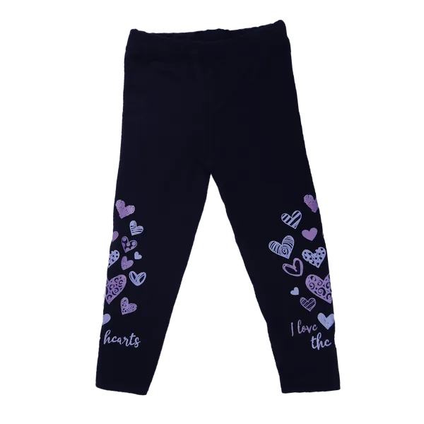 Leggins de Niña Estampado Mundo Kids (Corazón) Negro